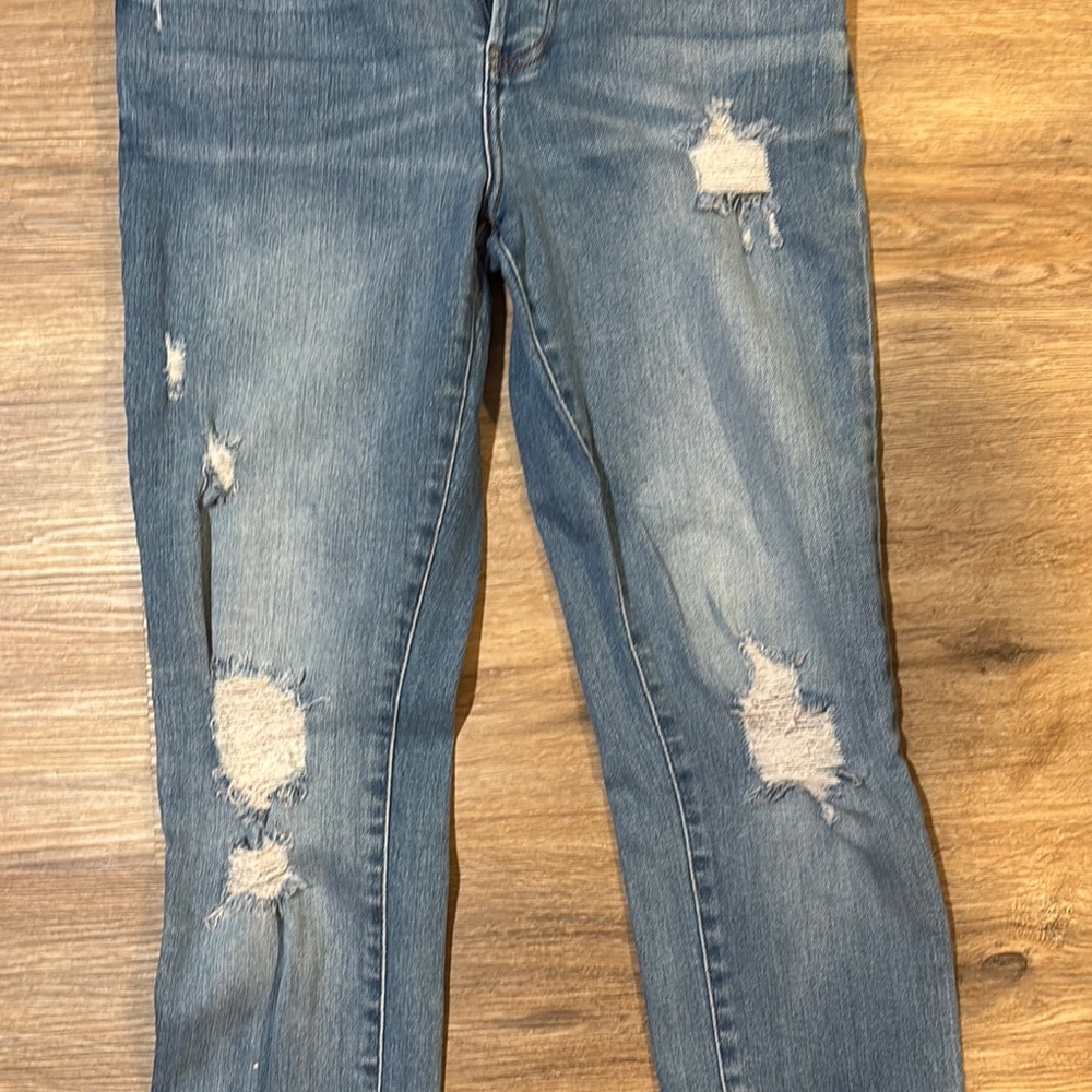 Blue Ankle Cropped Distressed Jeans - Picture 4 of 5